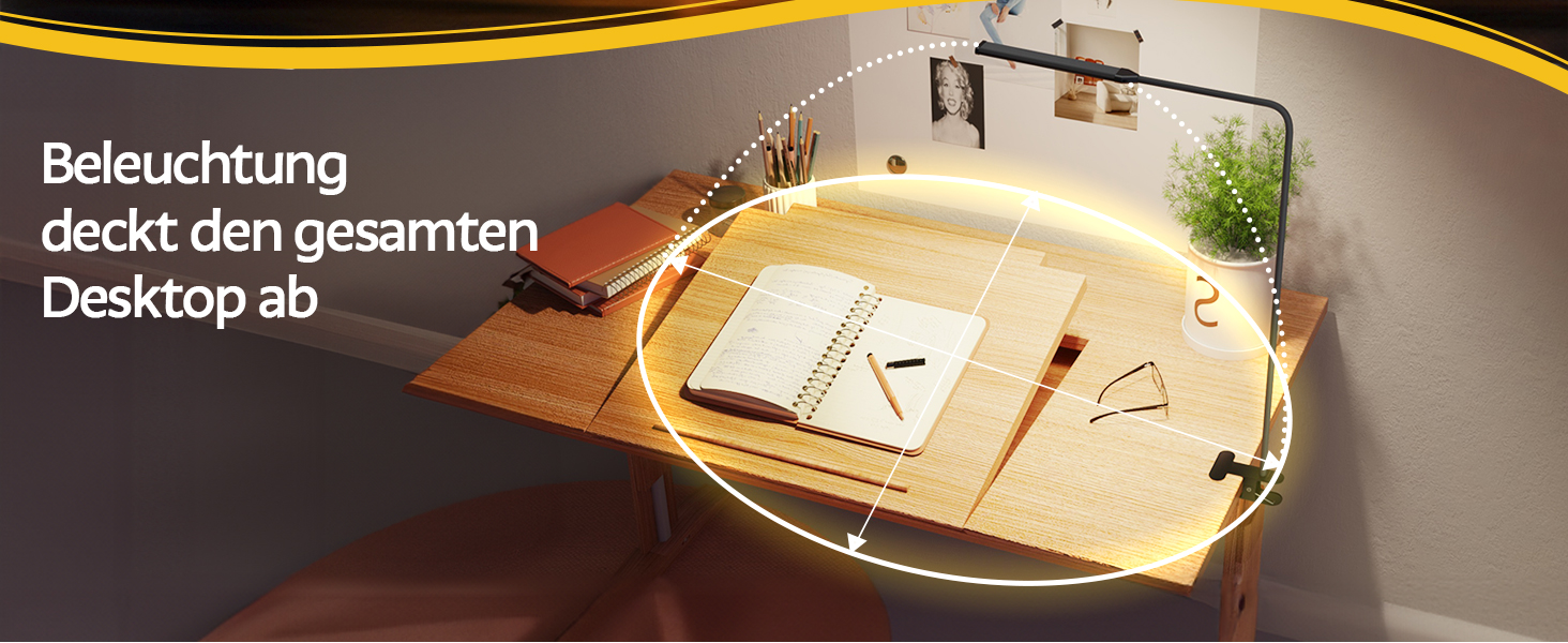 Стійка лампа Aisutha для столу з LED, 3 кольори, 10 рівнів яскравості, регульована, захист очей, для офісу, кабінету та майстерні (чорний)