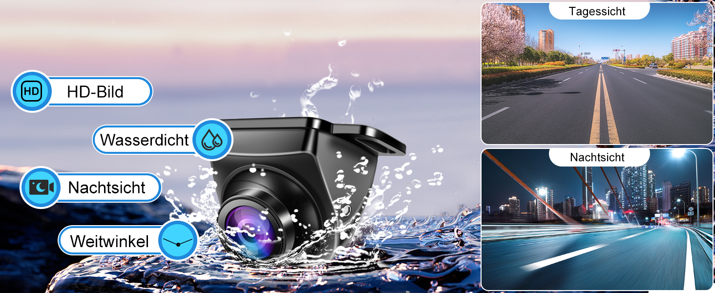 Автомобільна камера заднього виду OBEST AHD 1080P, 360° обертання, IP68, нічне бачення, широкий кут 170°, універсальна 12V для авто, вантажівки, фургона, пікапа