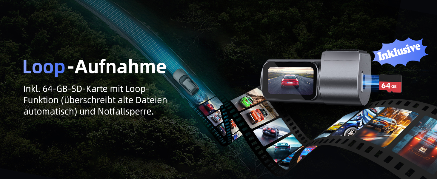 Dashcam CIEVIE C200: 4K, IPS 1.5', WiFi 5G, 64GB, 360° обертання, WDR, Нічне бачення, Паркування 24/7, G-сенсор, Loop, 170°