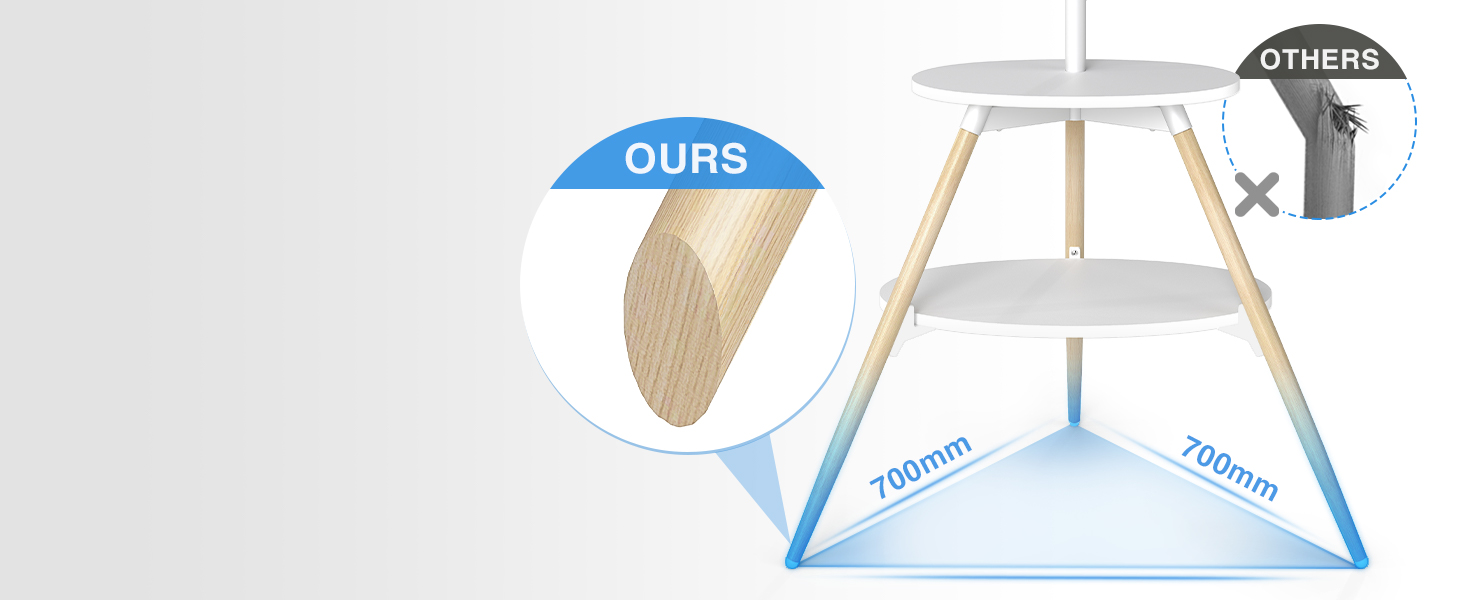 Підставка для телевізора 5Rcom Weiß з 2 полицями 32-65 дюймів, дерев'яна, поворотна, регульована по висоті, VESA 400x400, до 40 кг