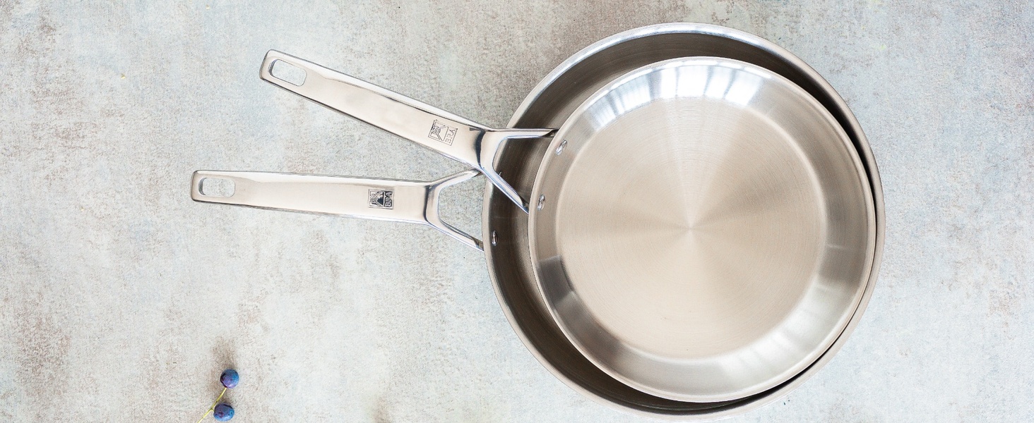 Набір сковорідок BRA Signature 20/24/26 см, професійний нержавіюча сталь 18/10, тришарове дно, для всіх плит (індукція), полірована поверхня