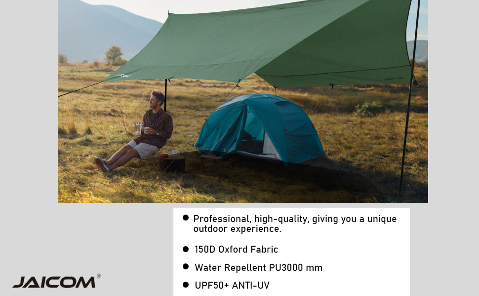 Водонепроникна тента Tarp 3.7 x 4.3 м з підтримкою, ультралегка, з отворами, штирями, нейлоновою мотузкою, захист від УФ та дощу, для наметів, гамаків, подвір'я, сонцезахисту на пляжі (зелена)