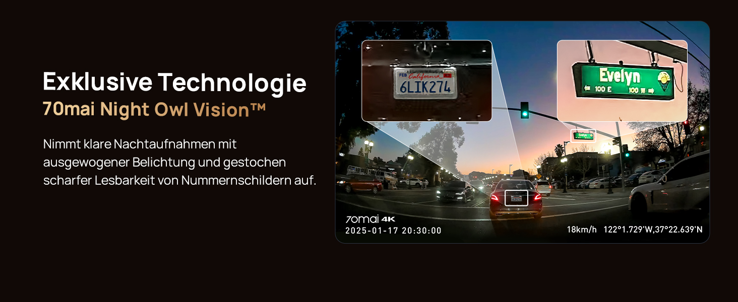 3-канальний автомобільний відеореєстратор 70mai T800E 4K (Передня, Задня, Салонна камери), HDR, ІЧ нічний режим, 24ГД нагляд, GPS, WiFi 6, Суперконденсатор, 64GB SD карта