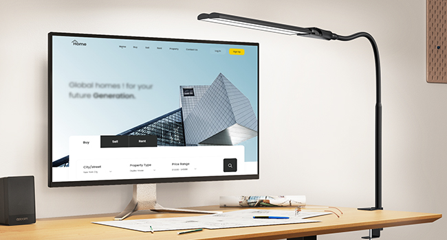LED Desk Lamp with Adjustable Gooseneck - Dual Head, 1200 Lumens, Eye Protection for Home Office & Study - Black with 5 Color Temperature/Brightness Levels