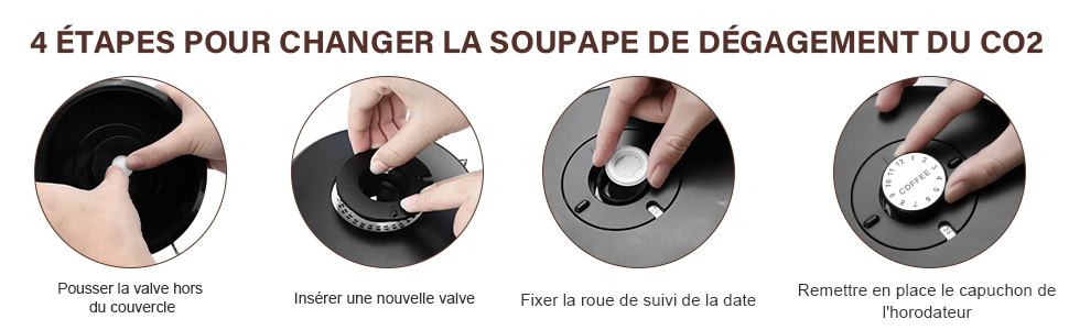Герметичний контейнер для кави з нержавіючої сталі, 2,8 л, з CO2-вентилем та індикатором дати - для кавових зерен, кави, чаю, горіхів, какао, з мірною ложкою