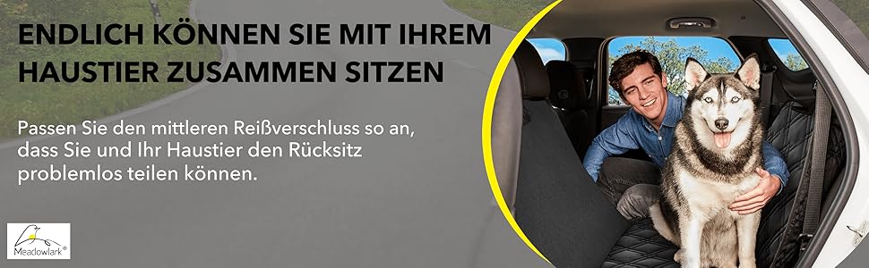 Meadowlark® Автомобільна підстилка для собак - водовідштовхувальна, повна комплектація, з сітковим віконцем, захист від шерсті, бруду та подряпин. Включає 2 чохли на підголівники. Розмір XL (152.5 x 162.5 см), чорний