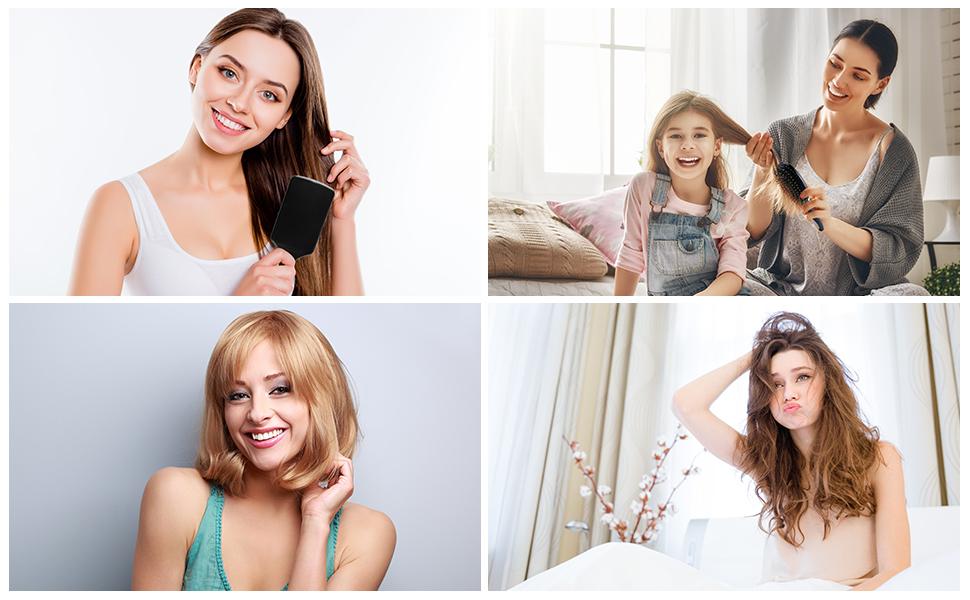 Набір гребінців для волосся 5 шт. без заплутування, для жінок та чоловіків, для кучерявого та довгого волосся, антистатичні, масажні, овальної, круглої та прямокутної форми, для мокрого та сухого волосся, чорного кольору