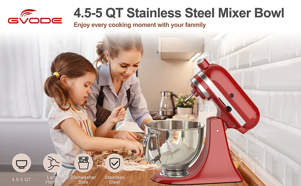 Миска з нержавіючої сталі GVODE для KitchenAid 4,5-5 л – аксесуар для міксера, металева чаша для кухонної машини