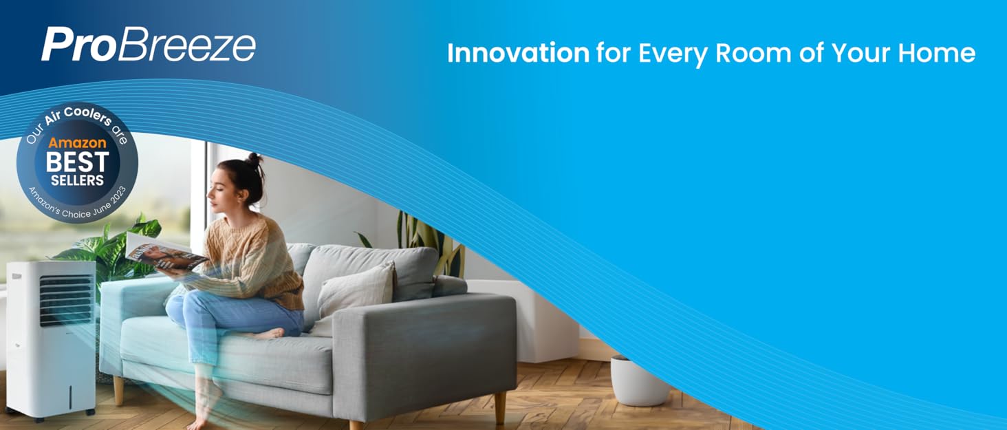 Вентилятор Pro Breeze OmniAir з очищувачем повітря, 105 см, осциляція 75°, пульт ДК, HEPA 13 фільтр, LED дисплей, 10 швидкостей, тихий, 5 режимів, білий