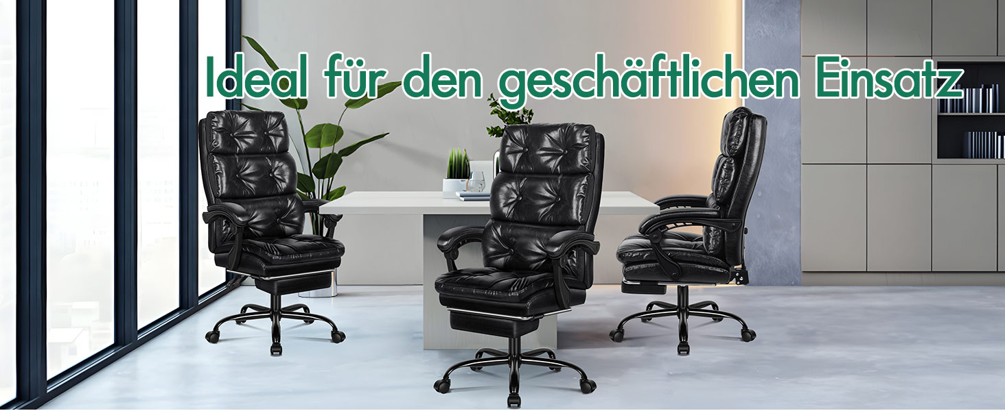 Офісне крісло ALFORDSON з регулюванням нахилу 150°, обертання 360° та підставкою для ніг. PU-шкіра, глянцевий чорний колір Palmer. Підходить для роботи та геймінгу.