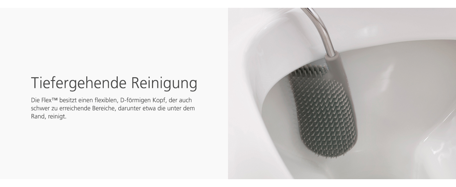 Joseph Joseph Flex Силіконова щітка для унітазу з тримачем, антибактеріальна, сіра/біла, 12,3 x 8,69 x 43,1 см