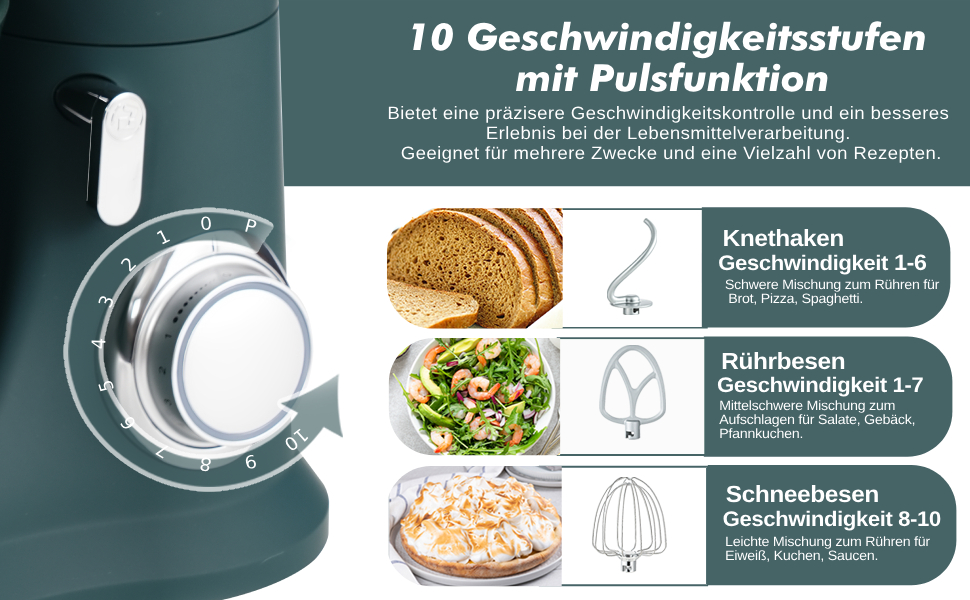 Кухонний комбайн Kitchen in the box: 4.5L та 5L, 1300W, 10+ швидкостей, з набором насадок (крюк, вінчик, гак)