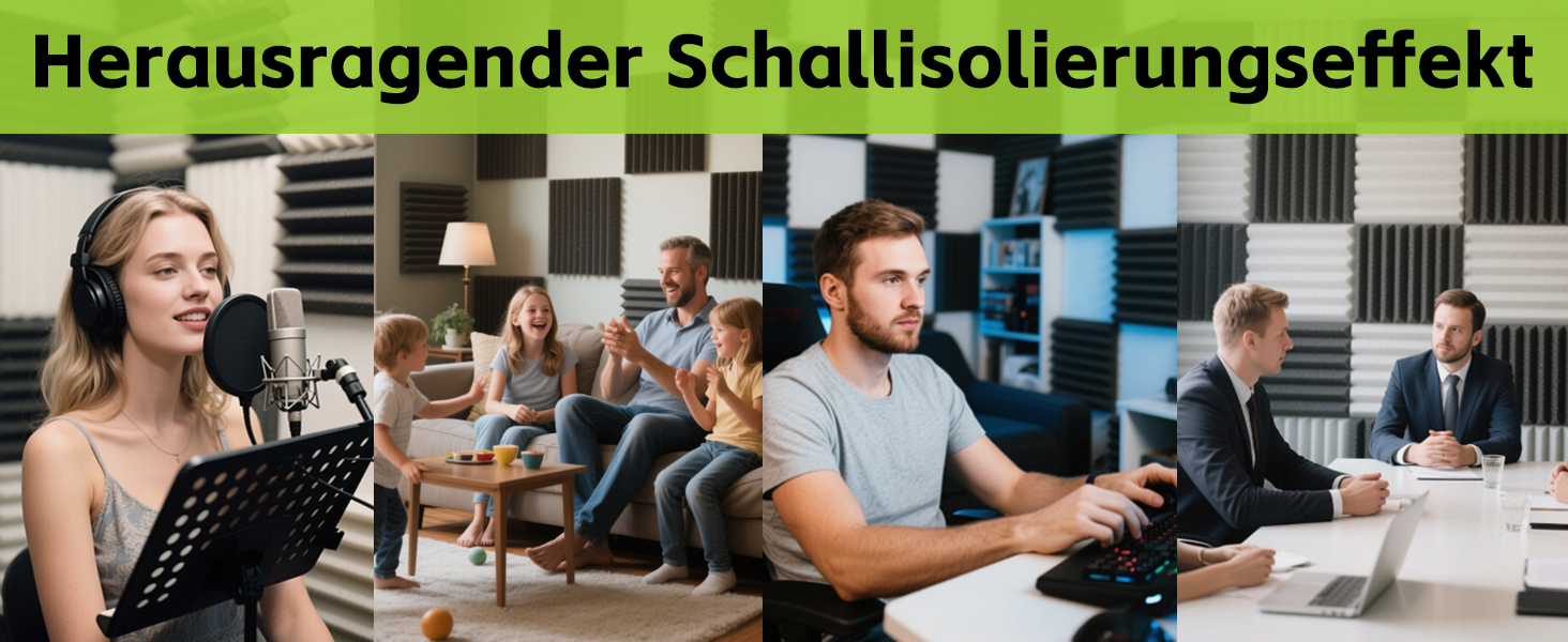 Акустичний поролон Foneso для звукоізоляції, панелі-поглиначі шуму 30x30x5 см, висока щільність 25кг/м³, чорний (12 шт) для студії, офісу та кінотеатру