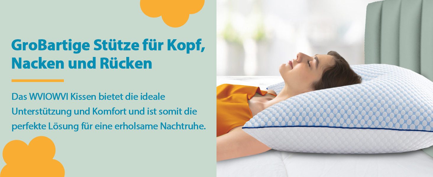 Подушка з піни Memory Foam для сну: охолоджуюча, ергономічна для бокових, спинних та тих, хто спить на животі (40x80 см, блакитно-сіра)