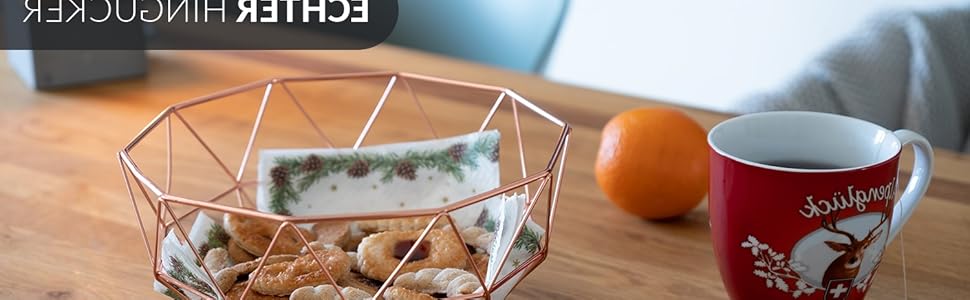 Металева фруктова ваза Chefarone - декоративний вінтажний кошик для фруктів (26x26x12 см, коричневий)