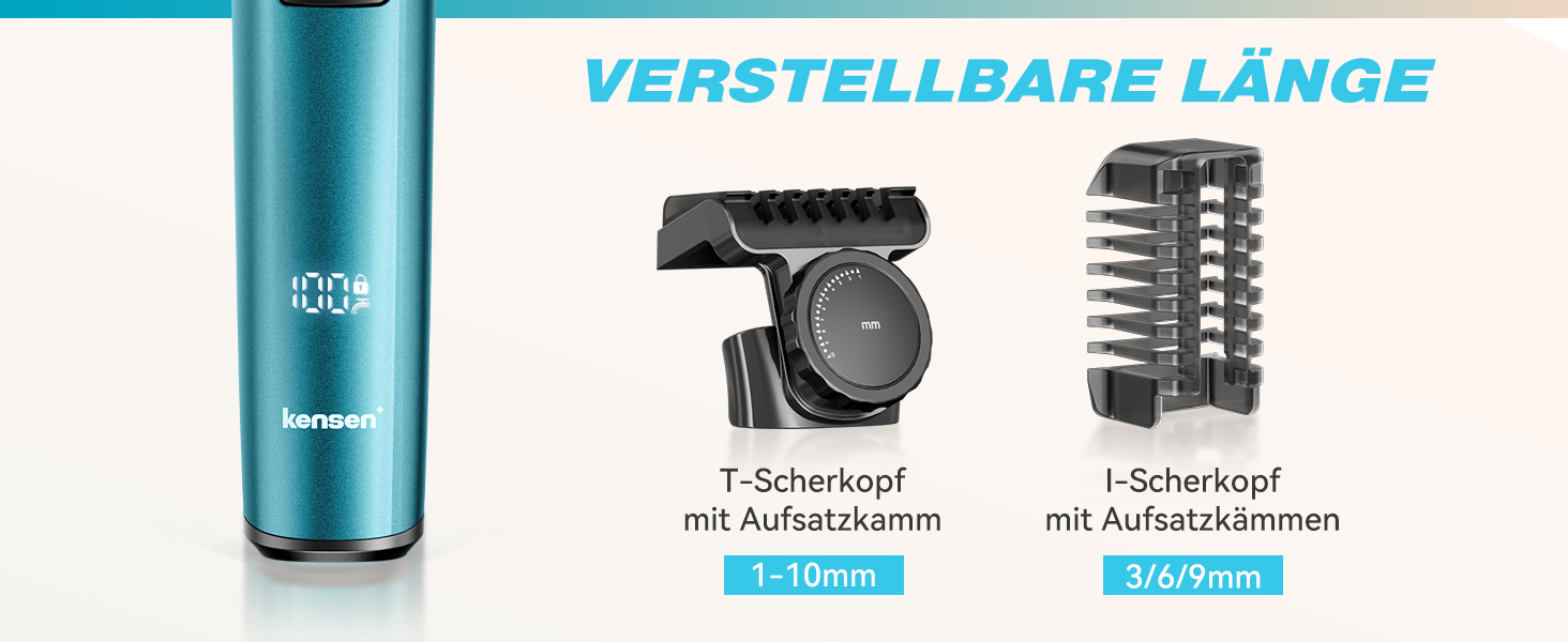 Триммер для тіла Kensen 2-в-1: для чоловіків, для інтимної зони, волога та суха, з насадками для грудей, пахв та зони бікіні