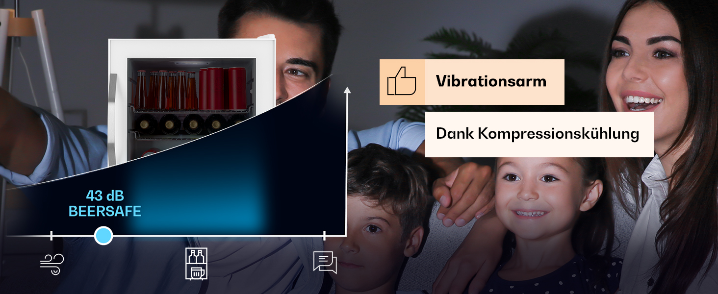 Міні-холодильник Klarstein з дверцятами зі скла, для кімнати, холодильник для напоїв, регульовані полиці, маленький 47 літрів, для приміщення/зовнішнього використання, тихий, 47 л, чорний