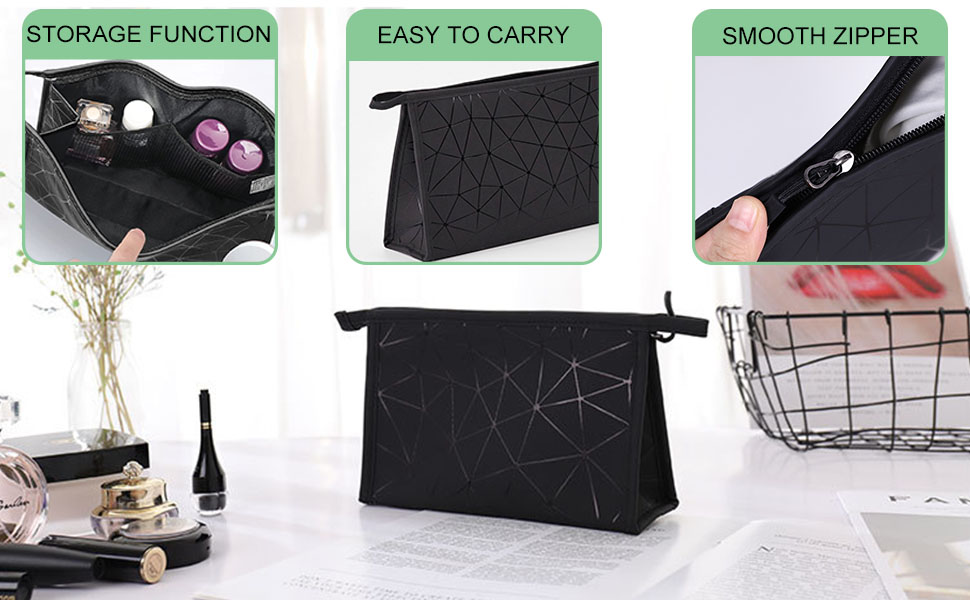 Набір косметичок 3 шт. з блискавкою: водонепроникні органайзери для косметики та подорожей (зелений, чорний)