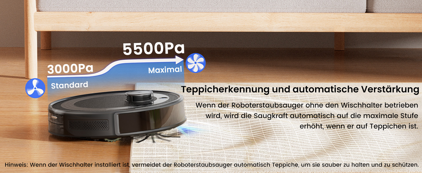 Робот-пилосос LEFANT M1 Pro: з картографією, функцією миття, 5500Pa, для тварин, керування через додаток/Alexa, білий/чорний