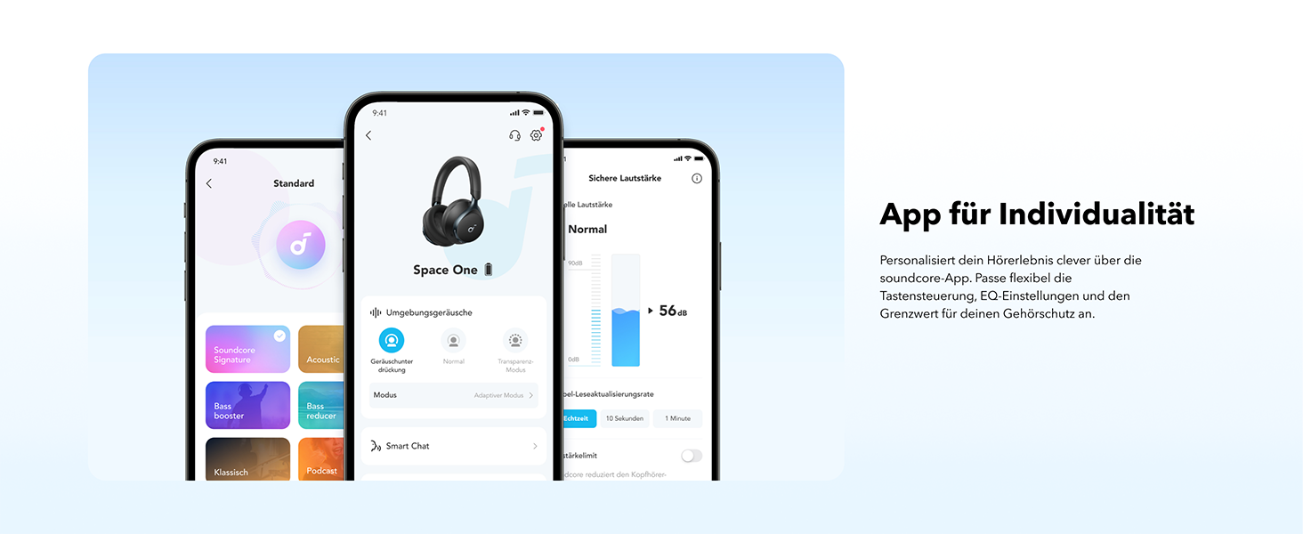 Soundcore Space One: Бездротові навушники Over-Ear з активним шумозаглушенням, Bluetooth 5.3, Hi-Res Audio (Чорний)