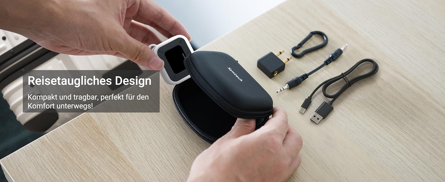 Bluetooth-трансмітер та ресивер Syntech 5.3 з LED-дисплеєм, адаптер 3.5 мм AUX для літака, авто та навушників AirPods, низька затримка, Dual Link, білий