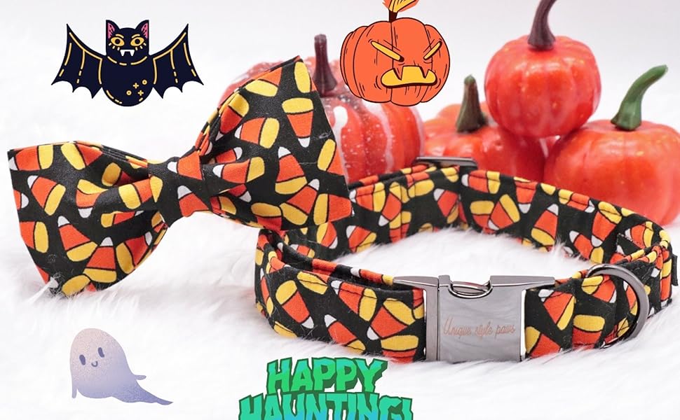 Нашийник для собак Unique Style Paws осінній, з метеликом, регульований, для середніх собак, коричневий, сітка