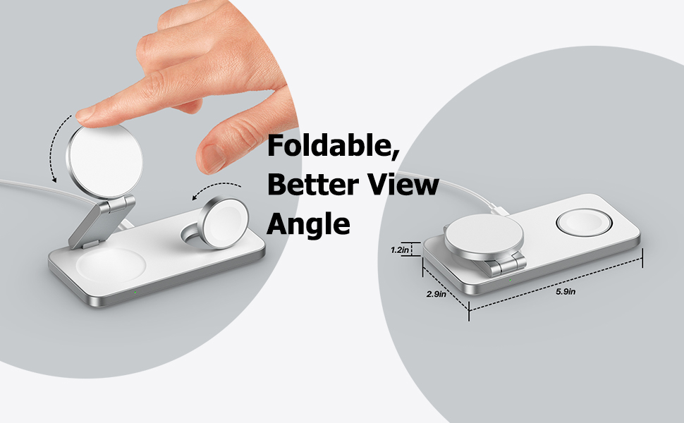 Бездротова зарядка Induktive з підтримкою MagSafe, 3-в-1 для iPhone 17/16/15/14/13/12, Apple Watch та AirPods, 20W, білий колір