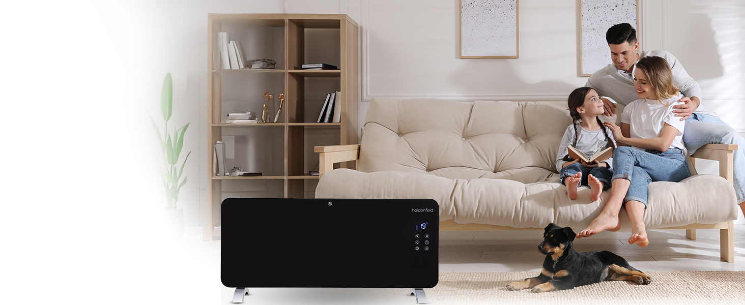 Конвектор опалення Heidenfeld GK200: скляний нагрівач 2000 Вт, гарантія 3 роки, до 40 м²