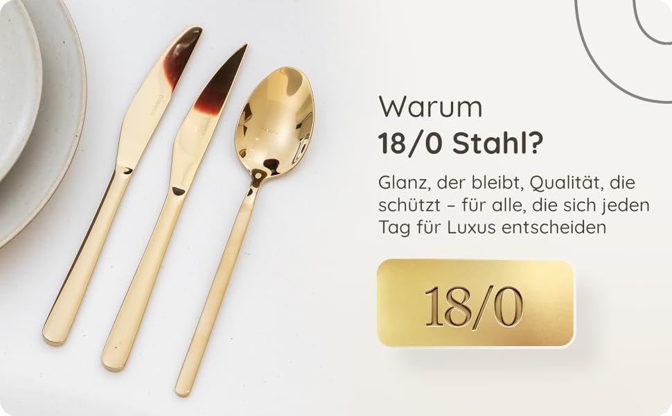 Набір столових приборів на 6 осіб, 36 предметів, нержавіюча сталь 18/0, золотистий, для ресторану та дому
