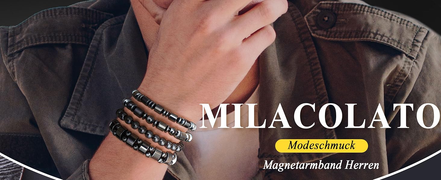 Чоловічий/Жіночий браслет Milacolato з гематиту та магнітом, 4 шт.