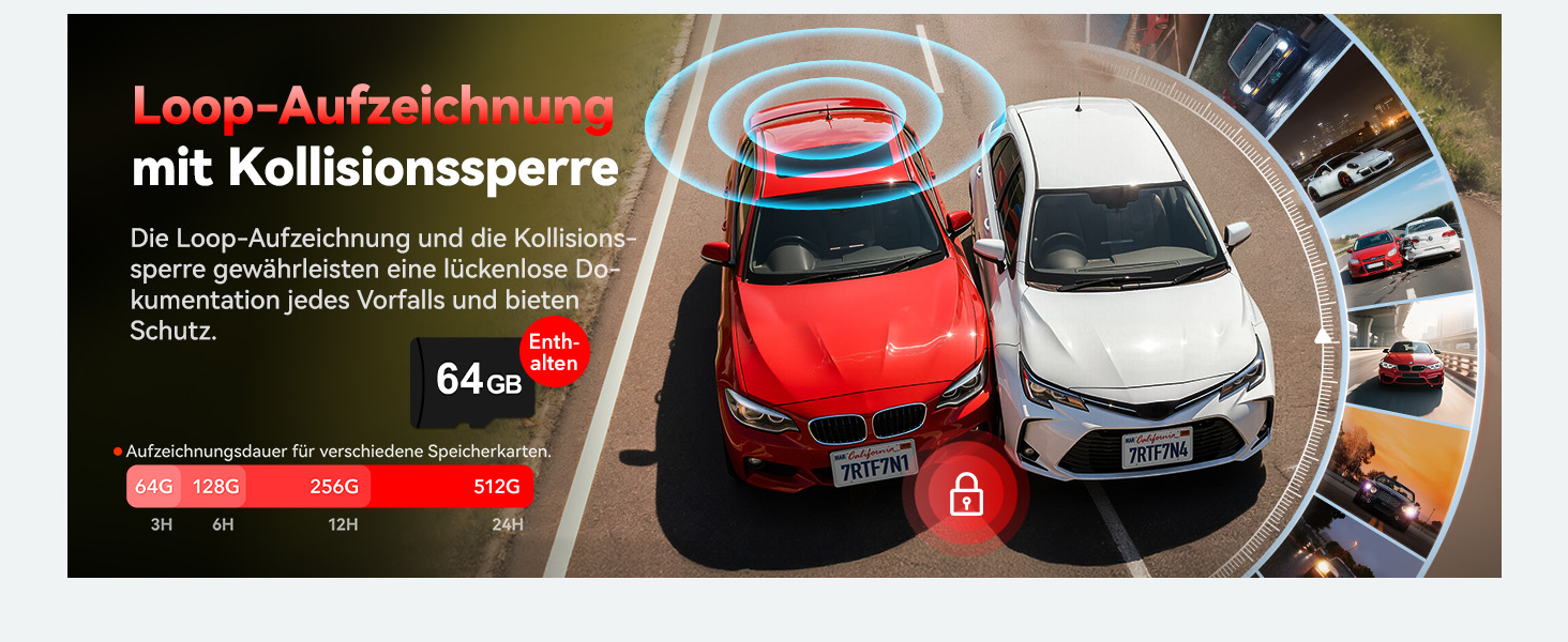 Автомобільний відеореєстратор REDTIGER F7N 4K з WiFi та GPS, передня камера 4K/2.5K, задня 1080P, кут 170°, моніторинг паркування, карта пам'яті 64ГБ у комплекті