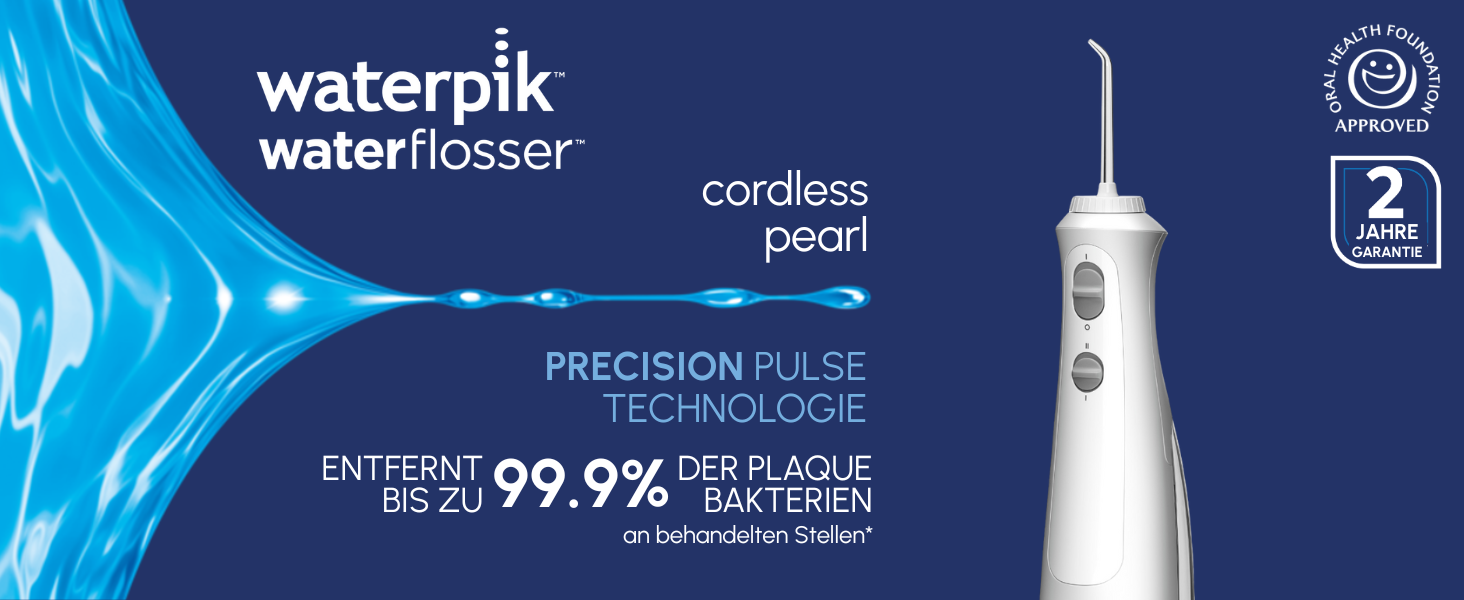 Waterpik Бездротова Іригатор, акумуляторний, електричний для чищення зубів, видаляє наліт, для дому та подорожей - Білий
