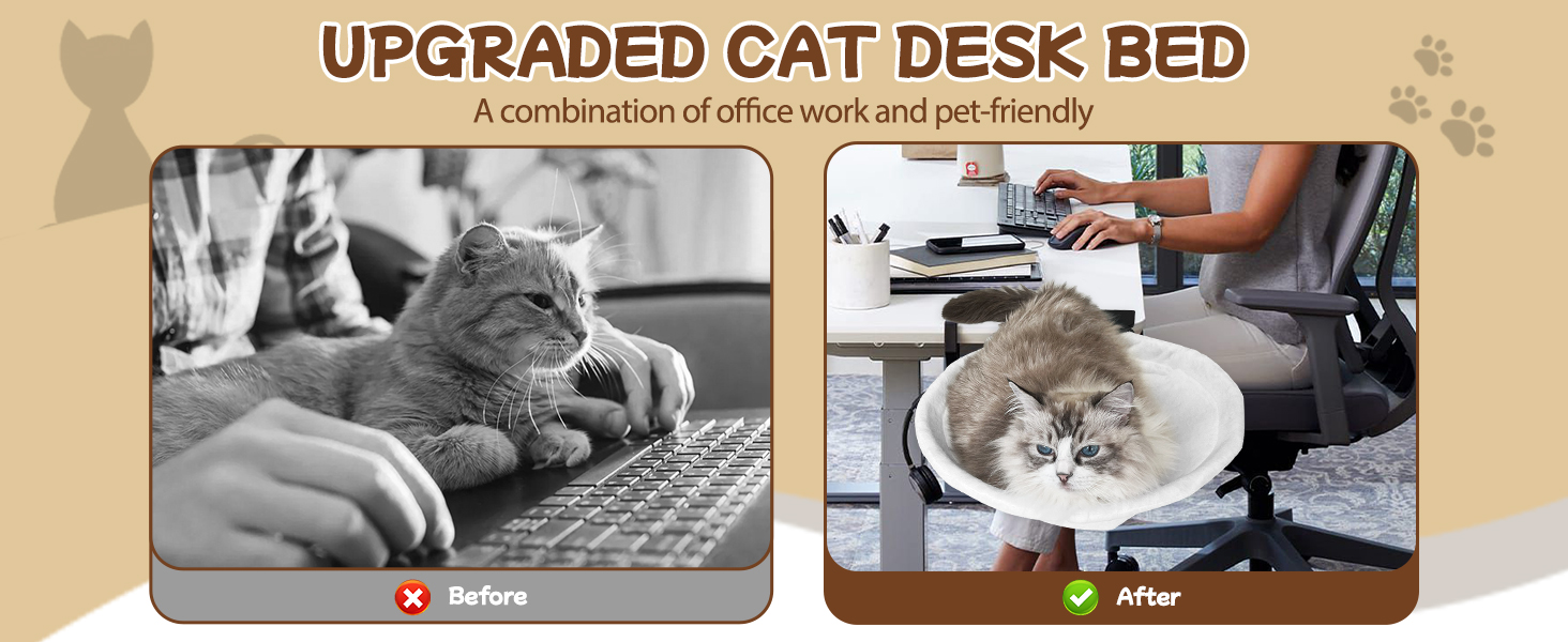 Ліжко-стіл для котів Homegroove, велике та економне, до 23 кг, м'яка гамак з штучного хутра для офісу та геймерів, знімне та пральне (біле)