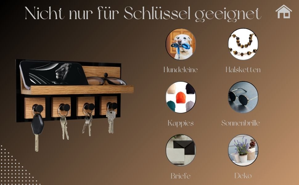 Сучасне ключниця Alakay з поличкою - блискуче дерев'яне ключниця чорного кольору для стильного зберігання ключів, підійде для дому чи офісу, практичне та елегантне