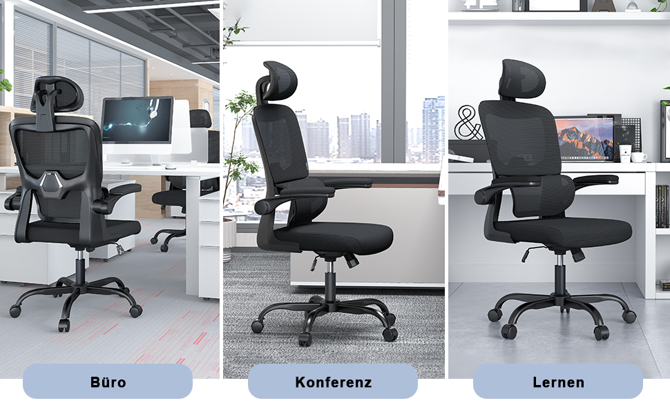 Офісне крісло Naspiro - ергономічне, з регульованою підголовником, підлокітниками та підтримкою попереку, чорне