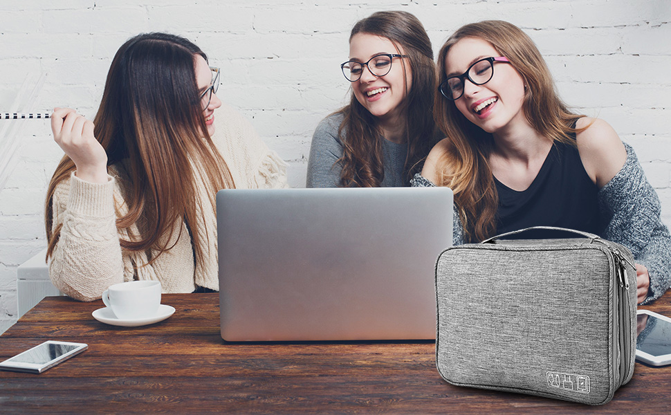 Органайзер для кабелів AiQInu: універсальна дорожня сумка-кубик, 3 шари, водонепроникний, для кабелів, power bank, USB, SD карт (сірий)