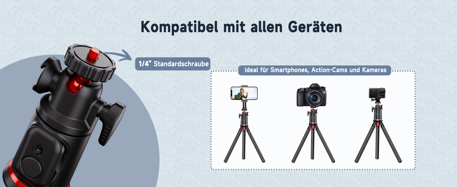 Штатив для смартфона Rollei з автоматичним відстеженням обличчя та стабілізацією відео, 360° для TikTok Live Streaming, вбудований акумулятор, гнучкий трипод