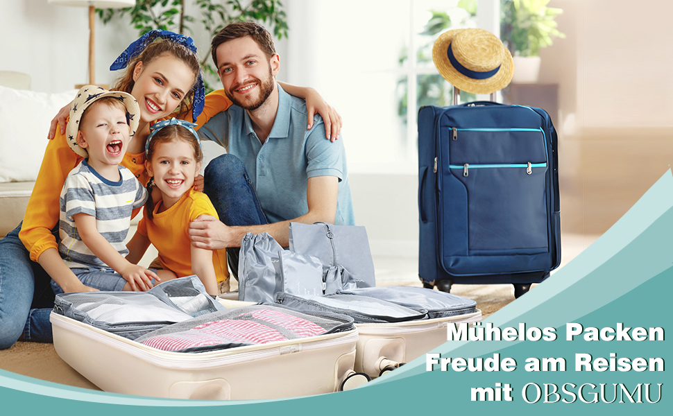 Органайзер для валізи OBSGUMU, набір 9 шт: кубики для пакування, сумки для подорожей, косметичка (сірий)