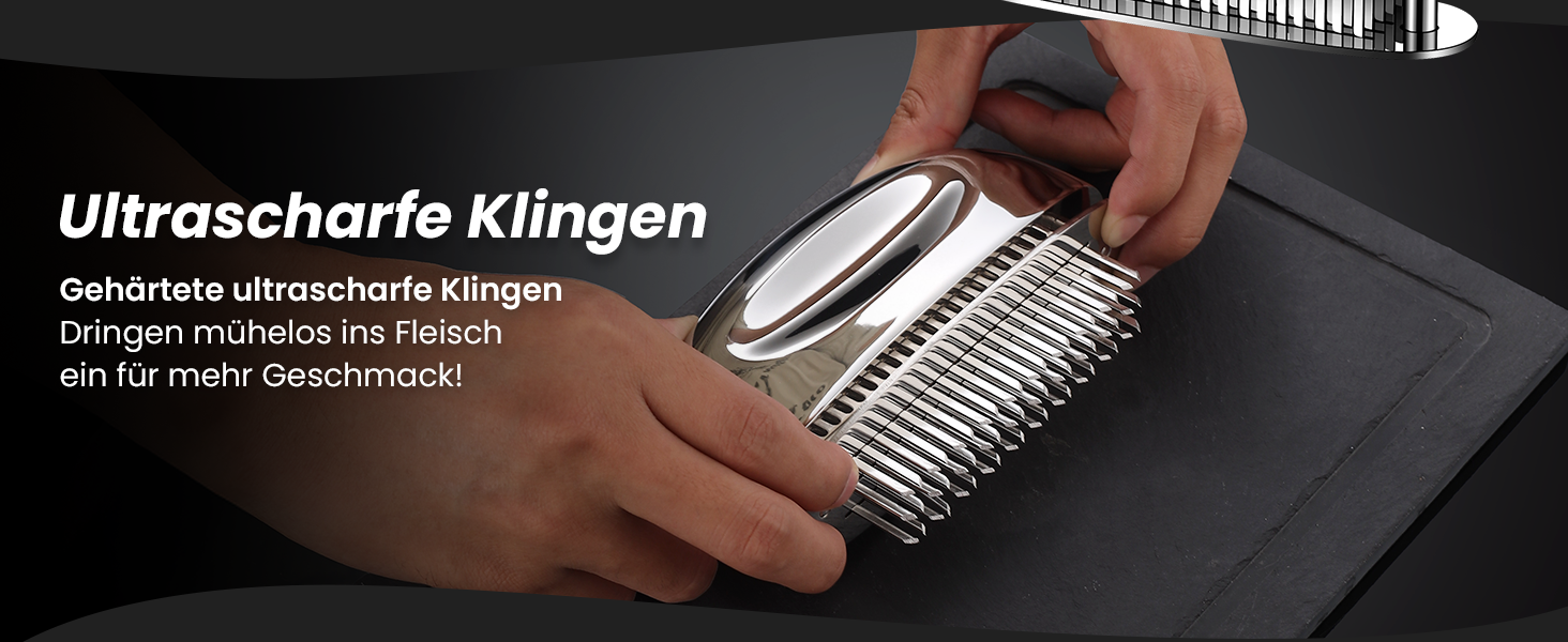 Відбивачка для м'яса з гострими лезами зі сталі нержавіючої, тендеризатор для стейків, яловичини, курки та свинини, підходить для посудомийки