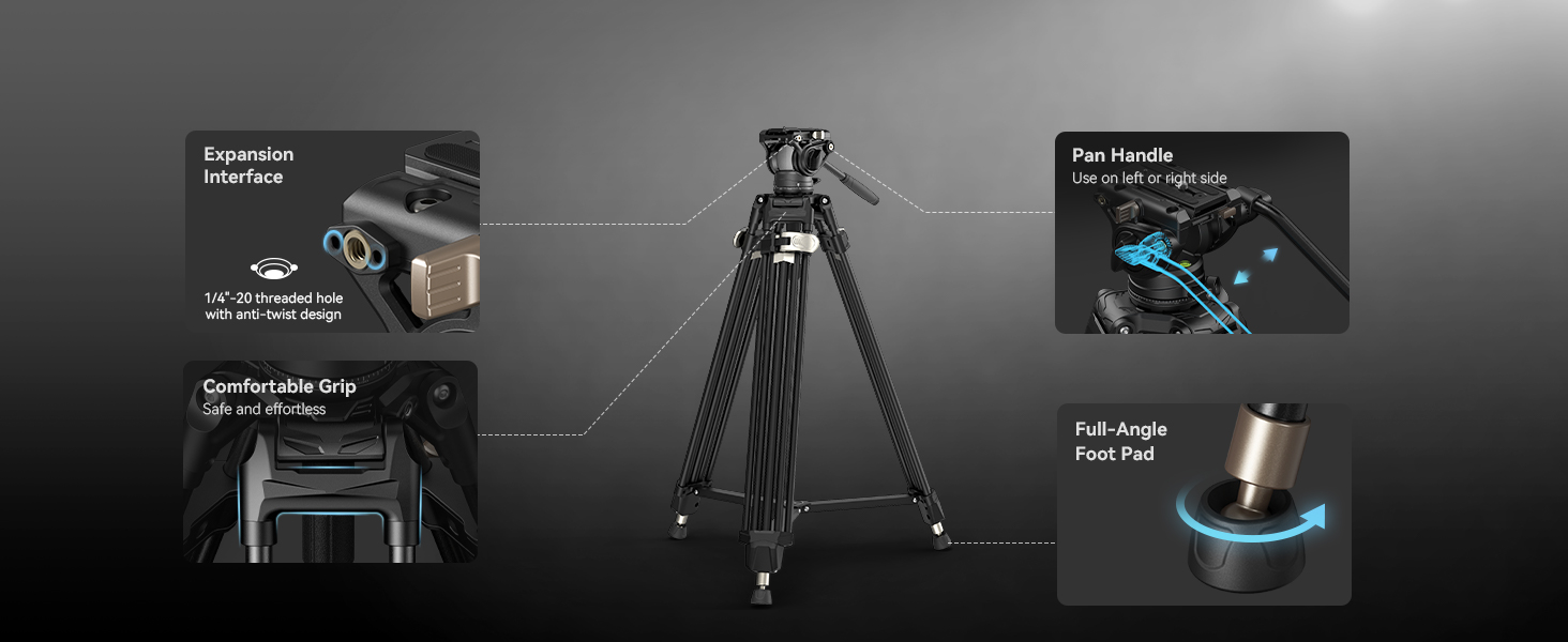 Професійний відеоштатив SmallRig AD-80 FreeBlazer (4163) з гідравлічною головою, алюмінієвий, навантаження до 8 кг