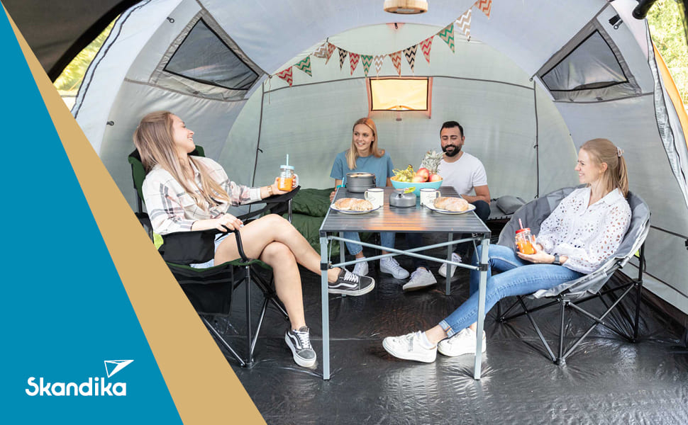 Кемпінговий стілець Skandika Relax Comfort зелено-сірий: розкладний стілець з підсклянником та охолоджувальним відсіком, до 160 кг