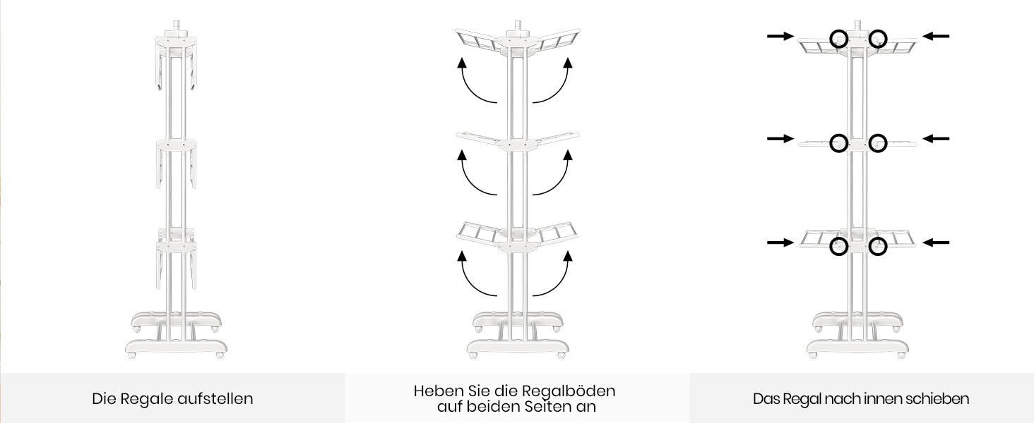 Сушарка для білизни Oak & Tea Turm, 83-200 см, з висувними крилами, XXL, 4 яруси, з колесами, для дому та вулиці, біла