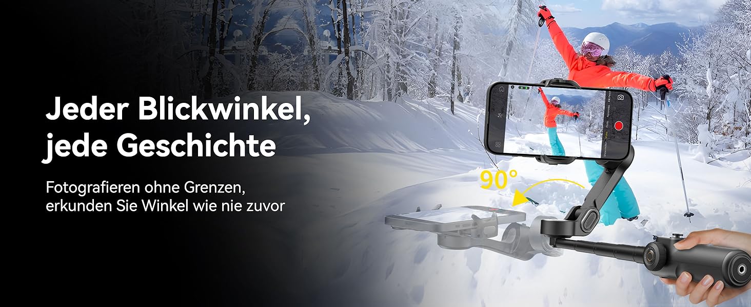 Стабілізатор для смартфона AOCHUAN X2: 3-осьовий гімбал з OLED-дисплеєм та 7.8-дюймовою штангою, чорний