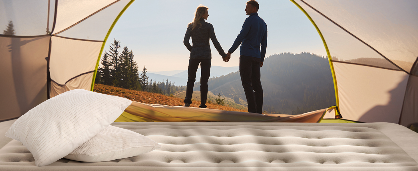 Надувний матрац iDOO для 2 осіб з електричним насосом, 152x203x46 см, для кемпінгу та гостей