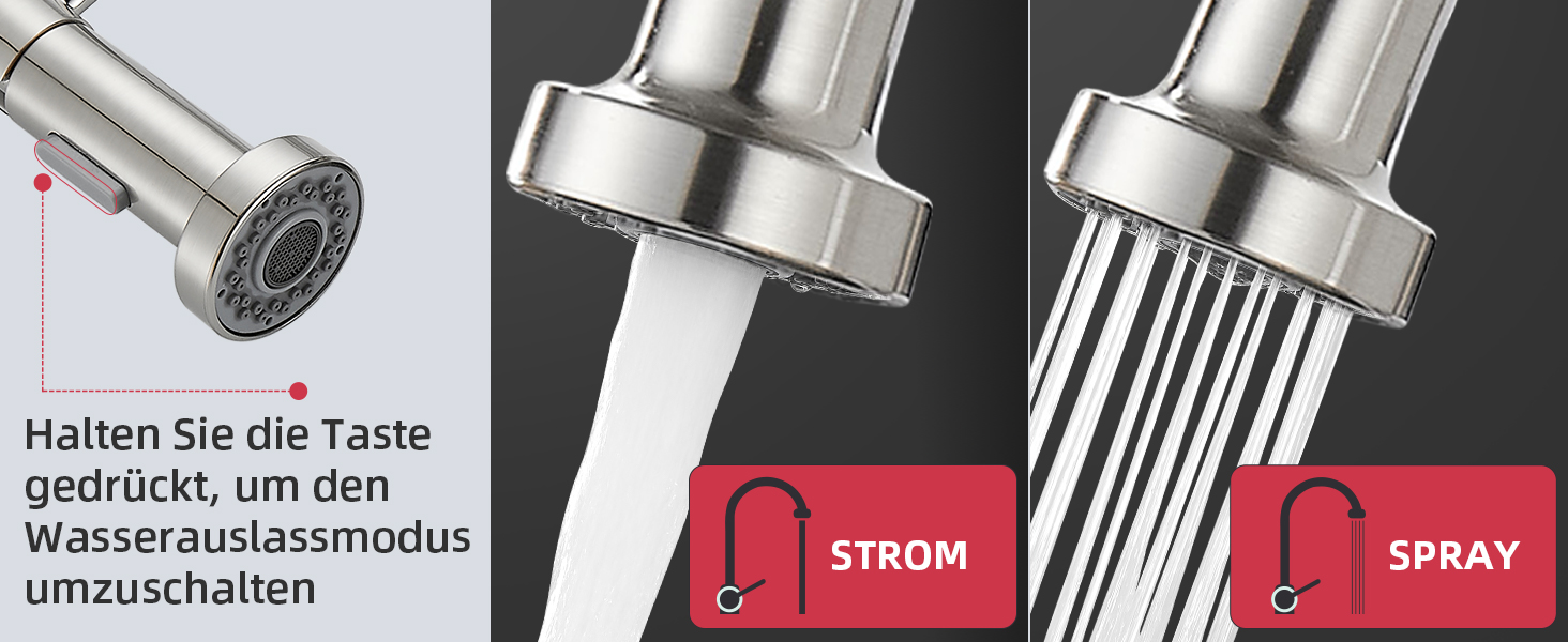 Кран кухонний Cobbe з висувним виливом та душем, 2 режими, поворотний на 360°, високий тиск, матовий нікель