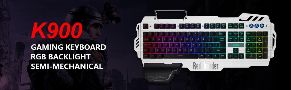 RedThunder K900 - Механічна ігрова клавіатура (2024), QWERTZ, RGB, металевий корпус, 26 анти-ghosting клавіш, для ПК/ноутбука/Xbox One