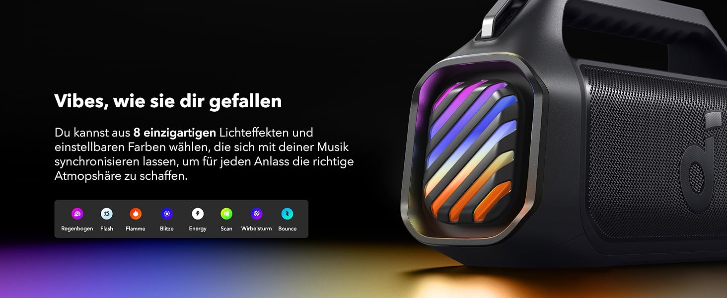 Soundcore Boom 2 Plus: Портативна Bluetooth колонка з RGB-підсвічуванням, 140W, IPX7, Power Bank, чорний