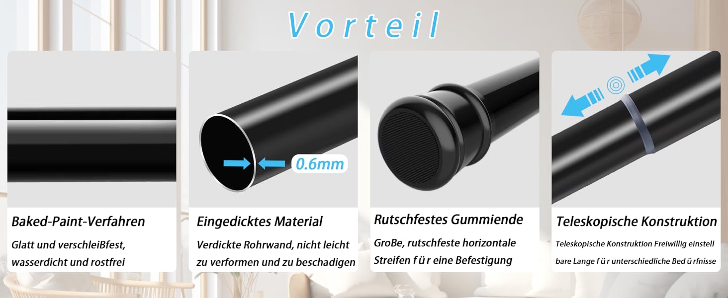 Штанга для штор без свердління, телескопічна, 83-160 см, діаметр 25 мм, для ванної, вікна, шафи, білий колір (1 шт.)