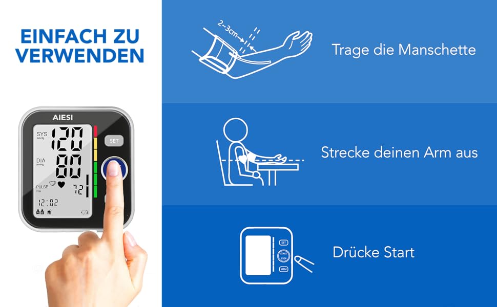 Тонометр на плече AIESI® Oberarm автоматичний цифровий професійний для дорослих A6, 120 пам'ять, мережевий адаптер та USB, гарантія 24 місяці