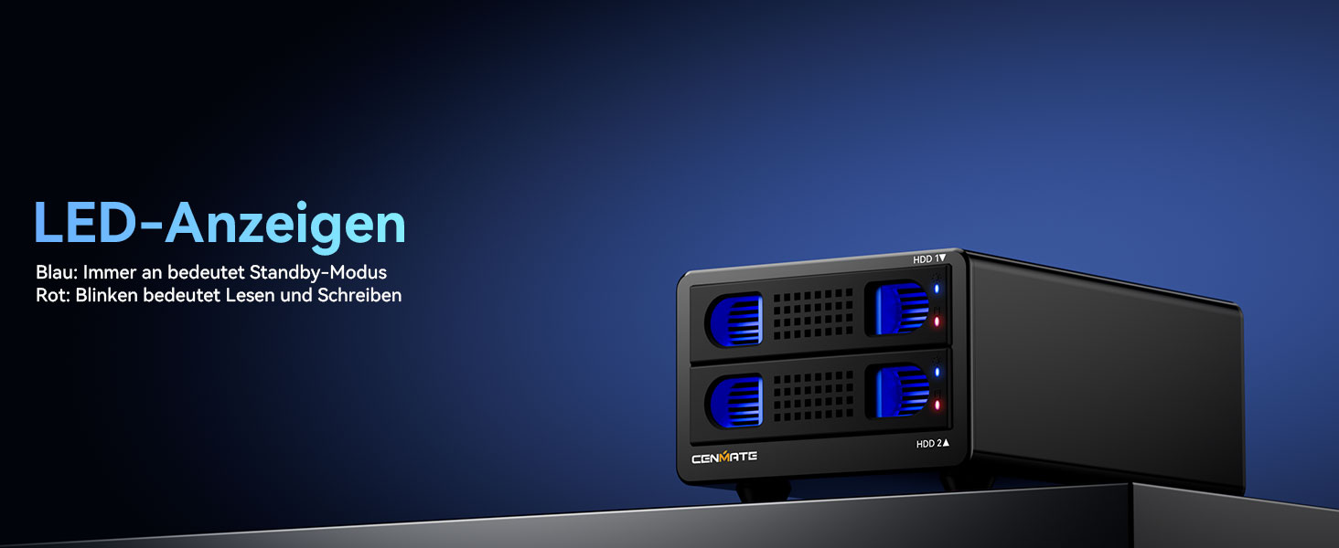 Зовнішній корпус для HDD/SSD CENMATE 802TC, 2 слоти 2.5/3.5 SATA, 10Gbps, USB 3.2 Type-A/C, з охолодженням та Hot Swap